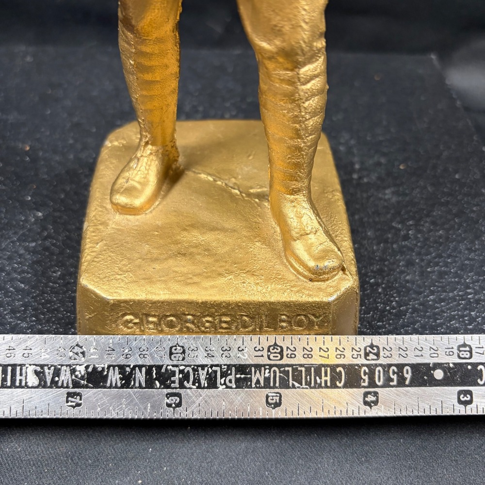 George Dilboy WWI Doughboy Soldier Statue Cast Metal Gold Tone Vintage 5.5" - Picture 6 of 15